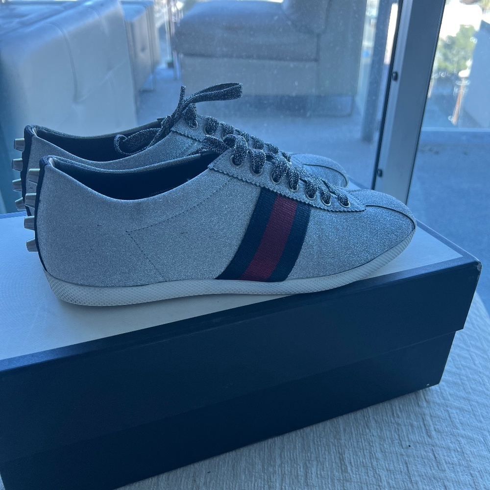 Gucci Bambi Glitter Stud Silver Sneakers